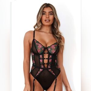 Lounge Floral Black Sheer Bodysuit